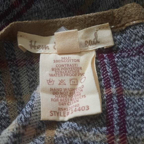 Hem & Thread Womens Gray Plaid With Tan Trim Open Wrap Size OS - Picture 4 of 5